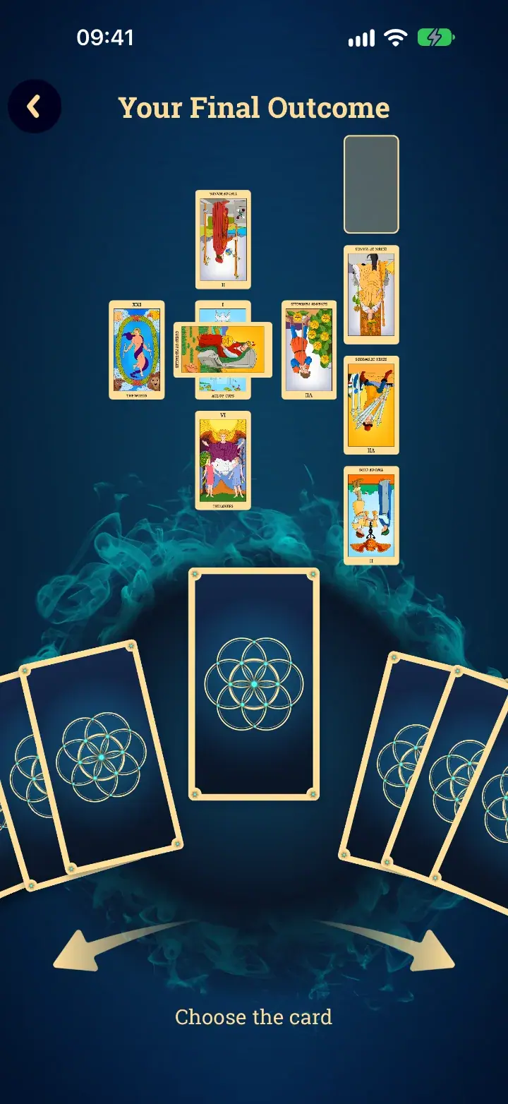 Celtic Cross screen in the Tarot Card Reading app